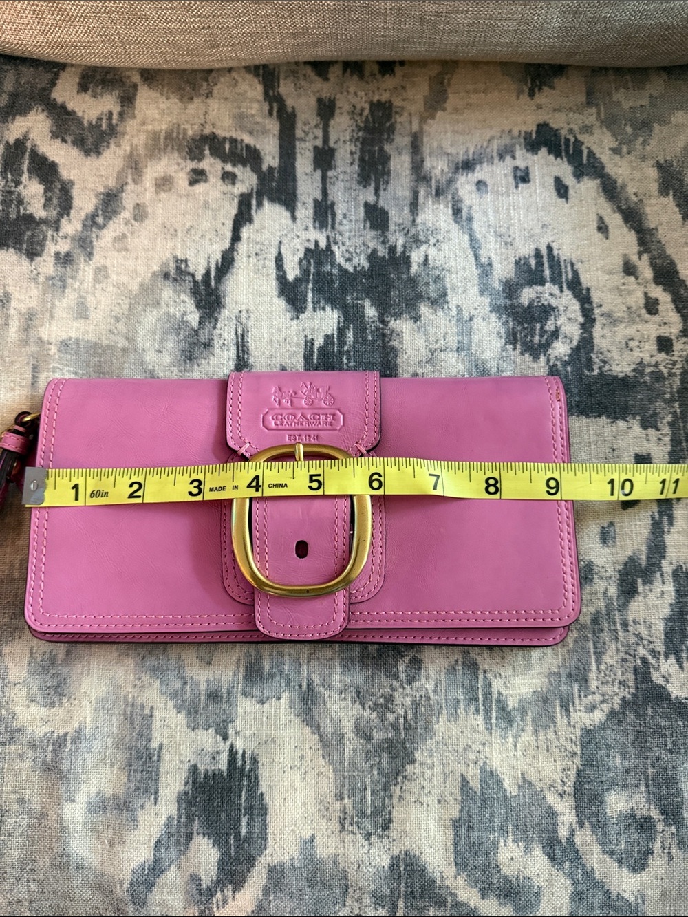 Coach Pink Leather Wristlet with Gold Buckle Accent - Picture 10 of 12